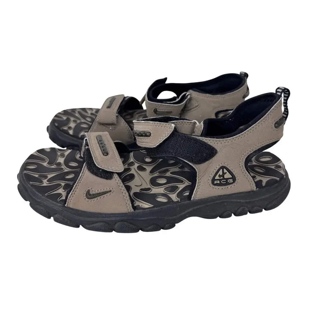 Nike ACG‎ Outdoor Hiking Sandals Leather Slip-On Open Toe Tan/Black Mens Size 7